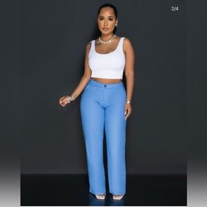 Love Tree  Light Blue Wide Leg Chinos